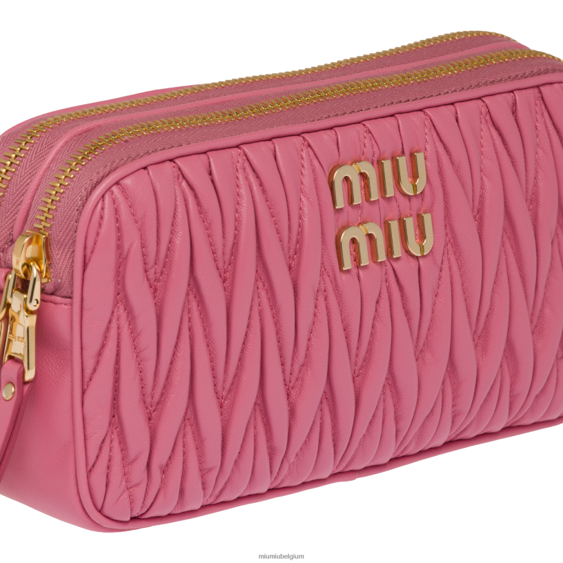Miu Miu begonia rozegematelasseerde mini-tas van nappaleer N8F6L62 verzameling