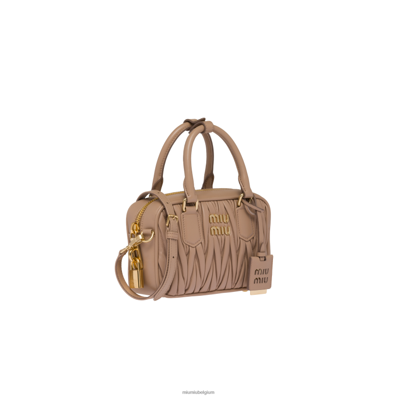 Miu Miu cameotas van gematelasseerd nappaleer met handvat aan de bovenkant N8F6L43 verzameling