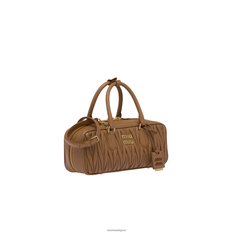 Miu Miu karamelArcadie gematelasseerde tas van nappaleer N8F6L47 verzameling