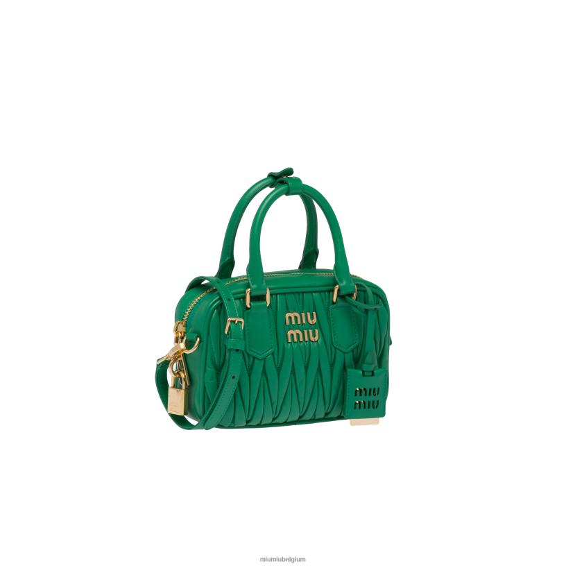 Miu Miu mangotas van gematelasseerd nappaleer met handvat aan de bovenkant N8F6L42 verzameling