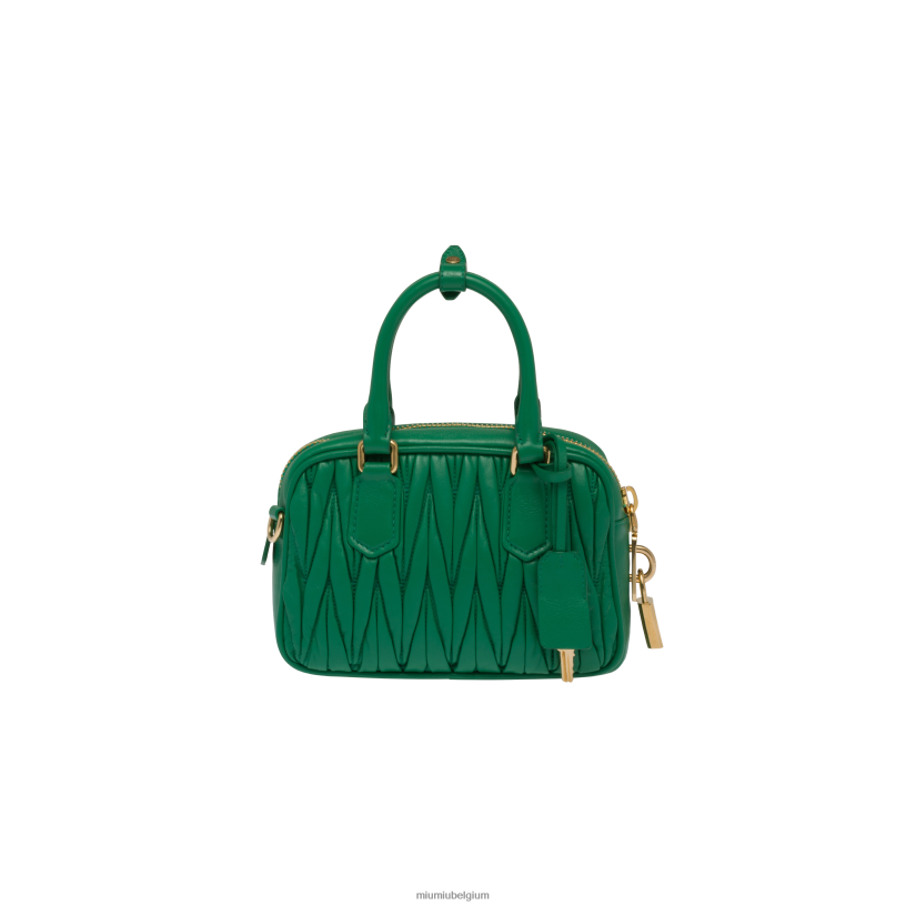 Miu Miu mangotas van gematelasseerd nappaleer met handvat aan de bovenkant N8F6L42 verzameling