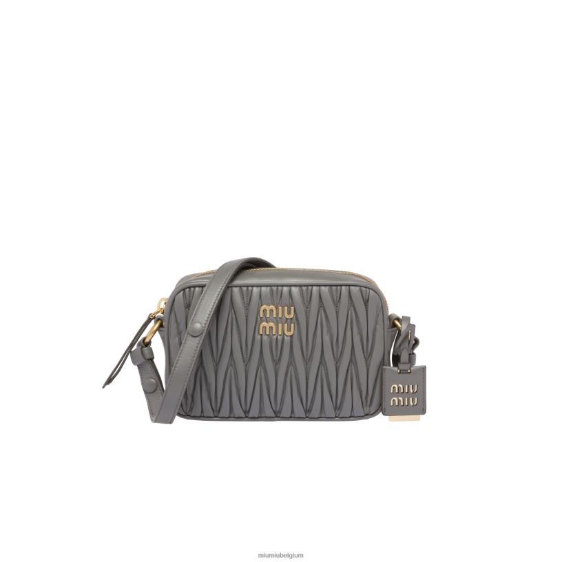 Miu Miu marmer grijsgematelasseerde schoudertas van nappaleer N8F6L72 verzameling