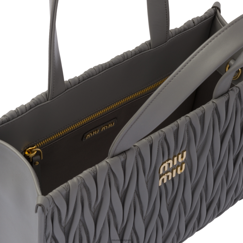 Miu Miu marmer grijsmatelasse nappa lederen draagtas N8F6L55 verzameling
