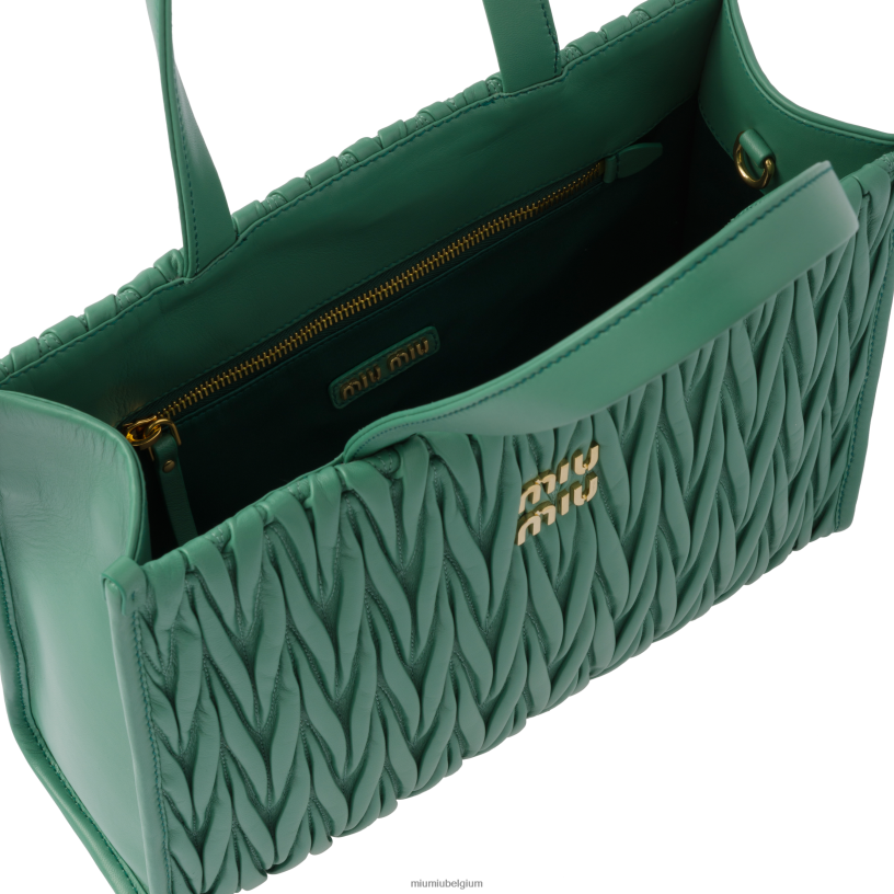 Miu Miu salie groenmatelasse nappa lederen draagtas N8F6L56 verzameling