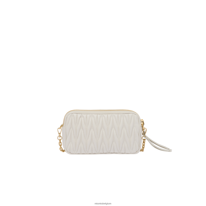 Miu Miu witgematelasseerde mini-tas van nappaleer N8F6L63 verzameling
