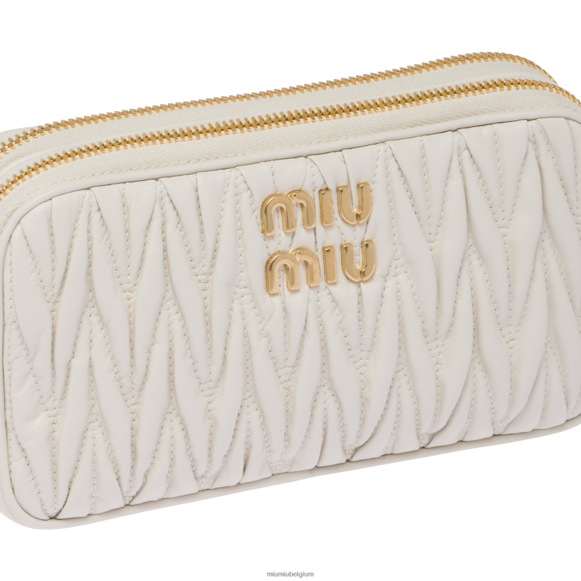 Miu Miu witgematelasseerde mini-tas van nappaleer N8F6L63 verzameling