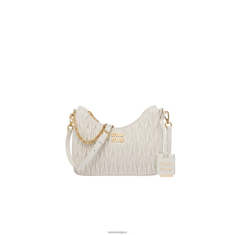 Miu Miu witgematelasseerde schoudertas van nappaleer N8F6L57 verzameling