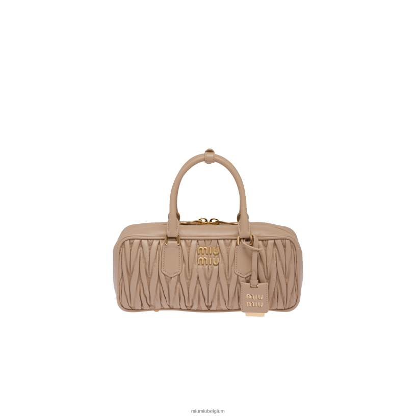 Miu Miu zandbeigeArcadie gematelasseerde tas van nappaleer N8F6L48 verzameling