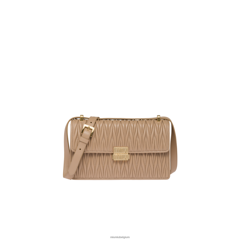 Miu Miu zandbeigegematteerd nappa lederen tas N8F6L76 verzameling