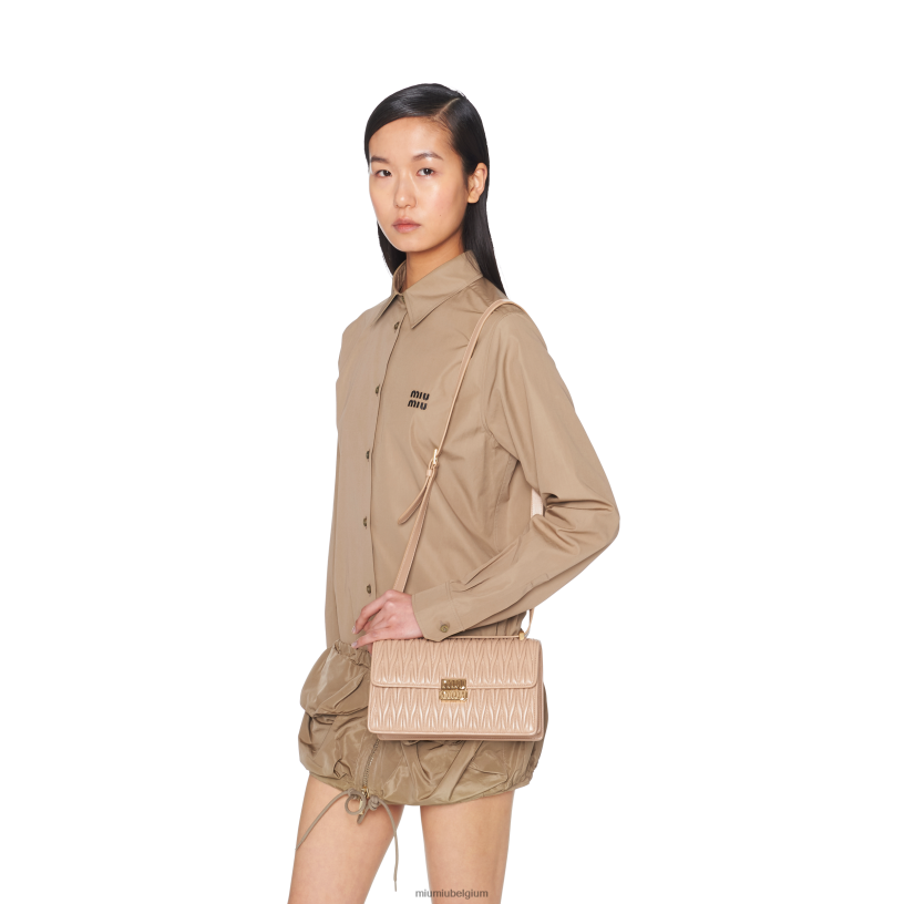 Miu Miu zandbeigegematteerd nappa lederen tas N8F6L76 verzameling