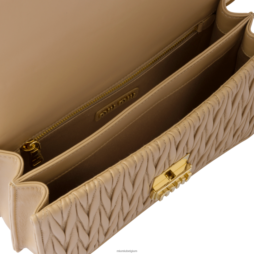 Miu Miu zandbeigegematteerd nappa lederen tas N8F6L76 verzameling