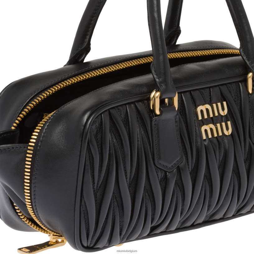 Miu Miu zwartArcadie gematelasseerde tas van nappaleer N8F6L46 verzameling