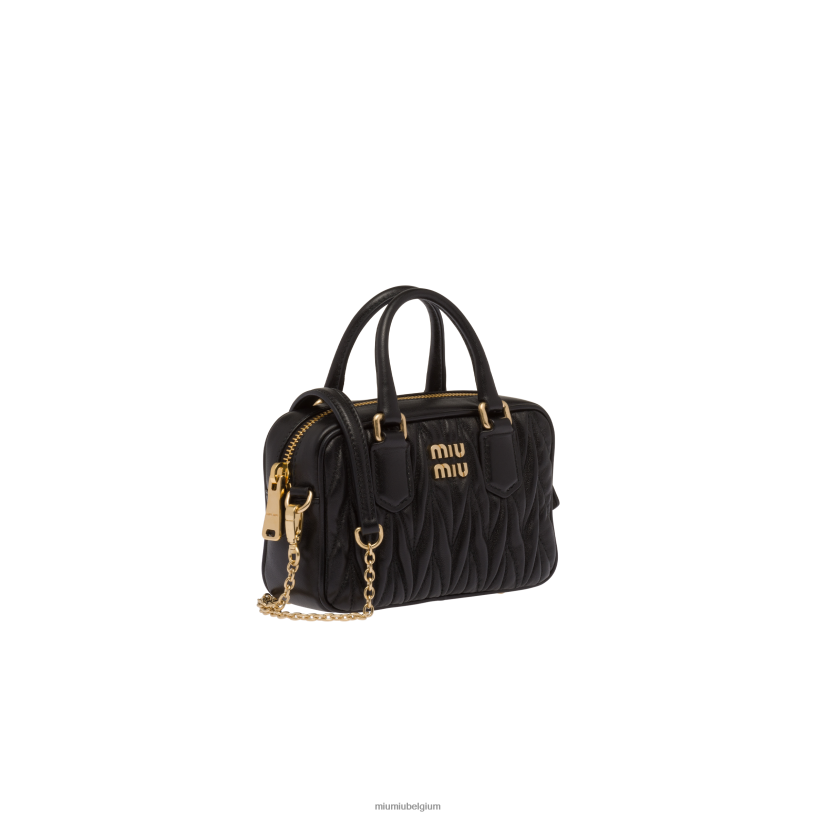 Miu Miu zwartMini-tas van gematelasseerd nappaleer met handgreep aan de bovenkant N8F6L66 verzameling