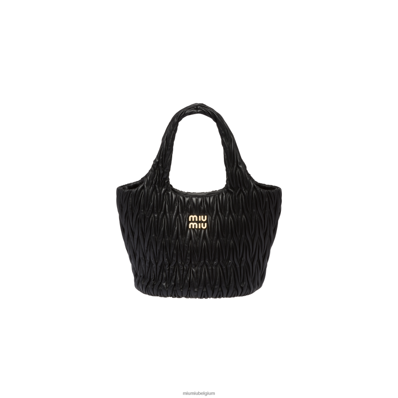 Miu Miu zwartWand tas van gematelasseerd nappaleer N8F6L49 verzameling