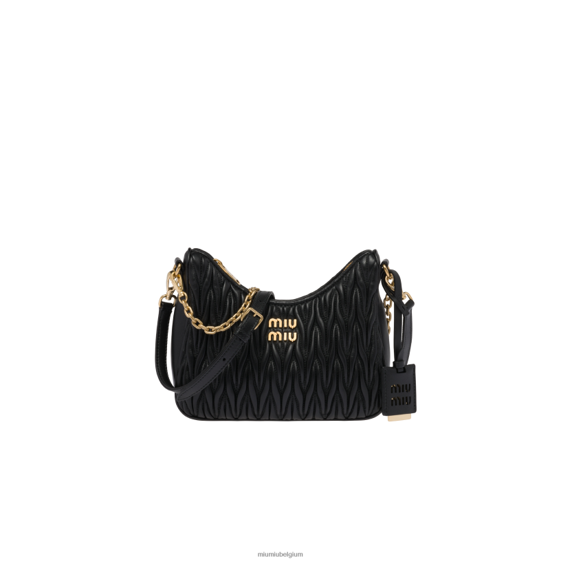 Miu Miu zwartgematelasseerde schoudertas van nappaleer N8F6L60 verzameling
