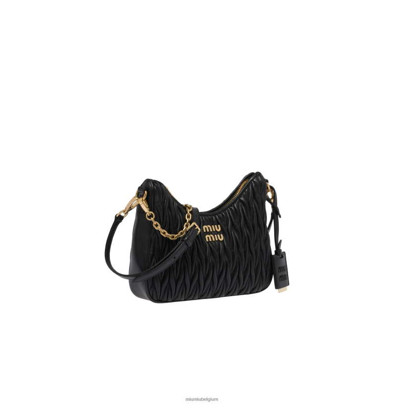 Miu Miu zwartgematelasseerde schoudertas van nappaleer N8F6L60 verzameling