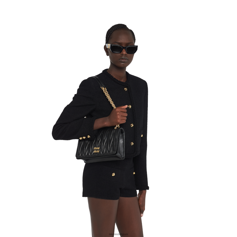 Miu Miu zwartgematteerd nappa lederen tas N8F6L50 verzameling