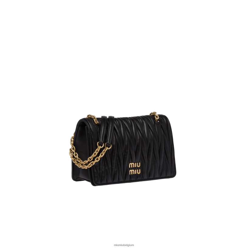 Miu Miu zwartgematteerd nappa lederen tas N8F6L50 verzameling