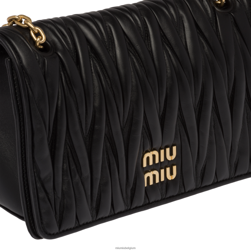 Miu Miu zwartgematteerd nappa lederen tas N8F6L50 verzameling