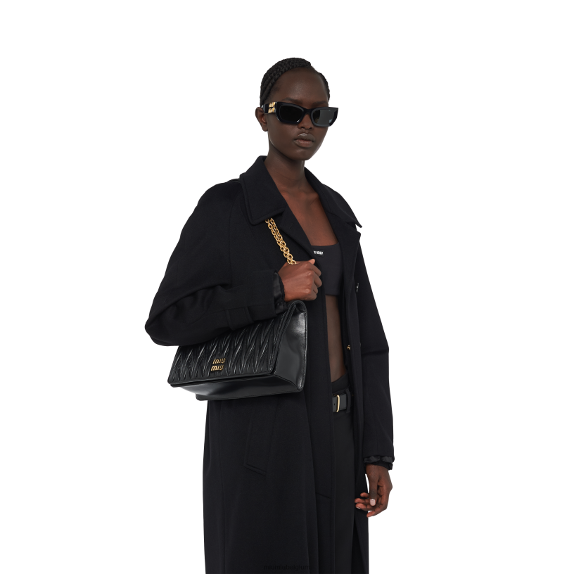 Miu Miu zwartgematteerd nappa lederen tas N8F6L52 verzameling