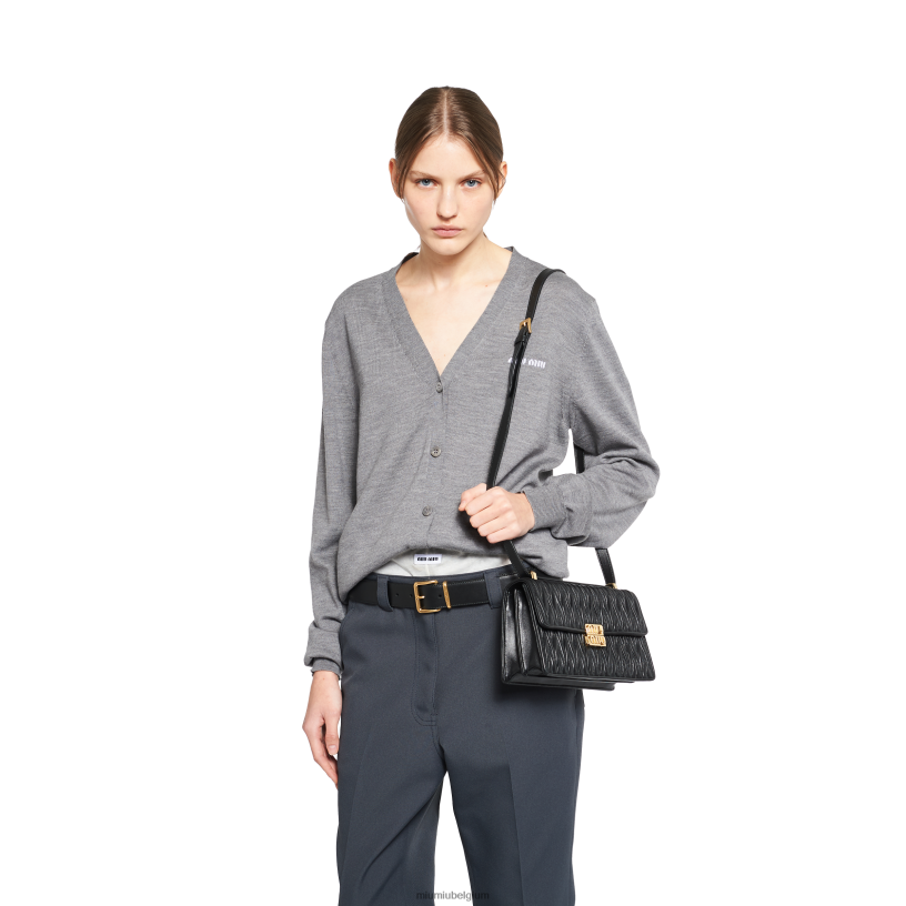 Miu Miu zwartgematteerd nappa lederen tas N8F6L77 verzameling