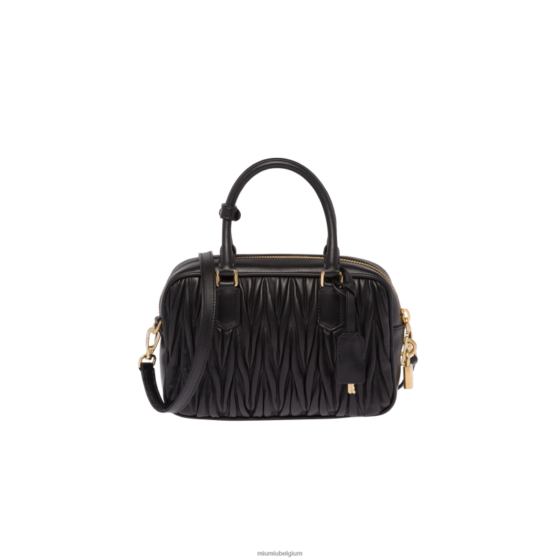 Miu Miu zwarttas van gematelasseerd nappaleer met handvat aan de bovenkant N8F6L69 verzameling