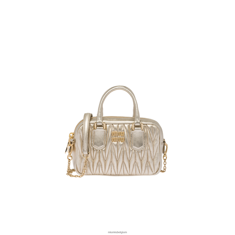 Miu Miu pyrietMini-tas van gematelasseerd nappaleer met handgreep aan de bovenkant N8F6L166 verzameling