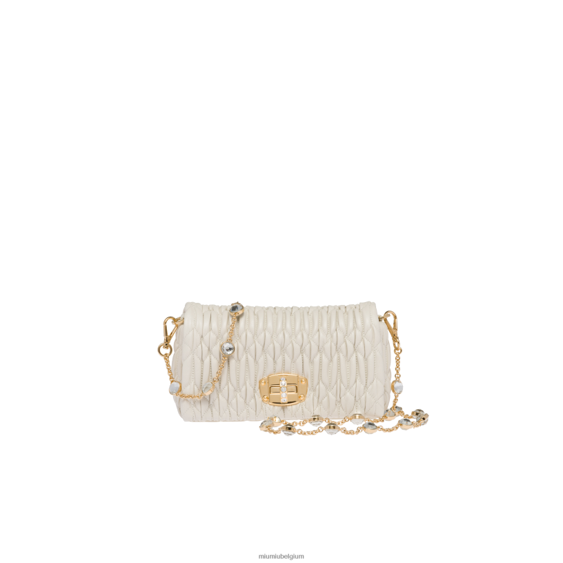 Miu Miu witkristallen nappaleer en kristallen minitas N8F6L169 verzameling