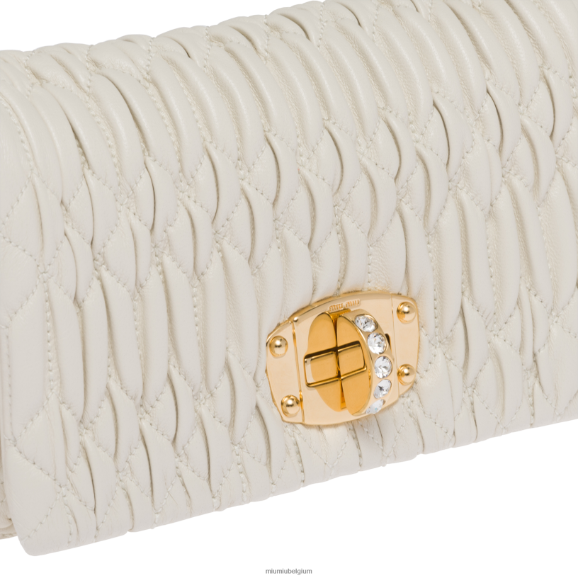 Miu Miu witkristallen nappaleer en kristallen minitas N8F6L169 verzameling