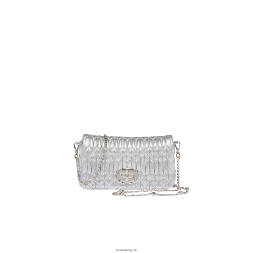 Miu Miu zilverkristallen nappaleer en kristallen minitas N8F6L167 verzameling