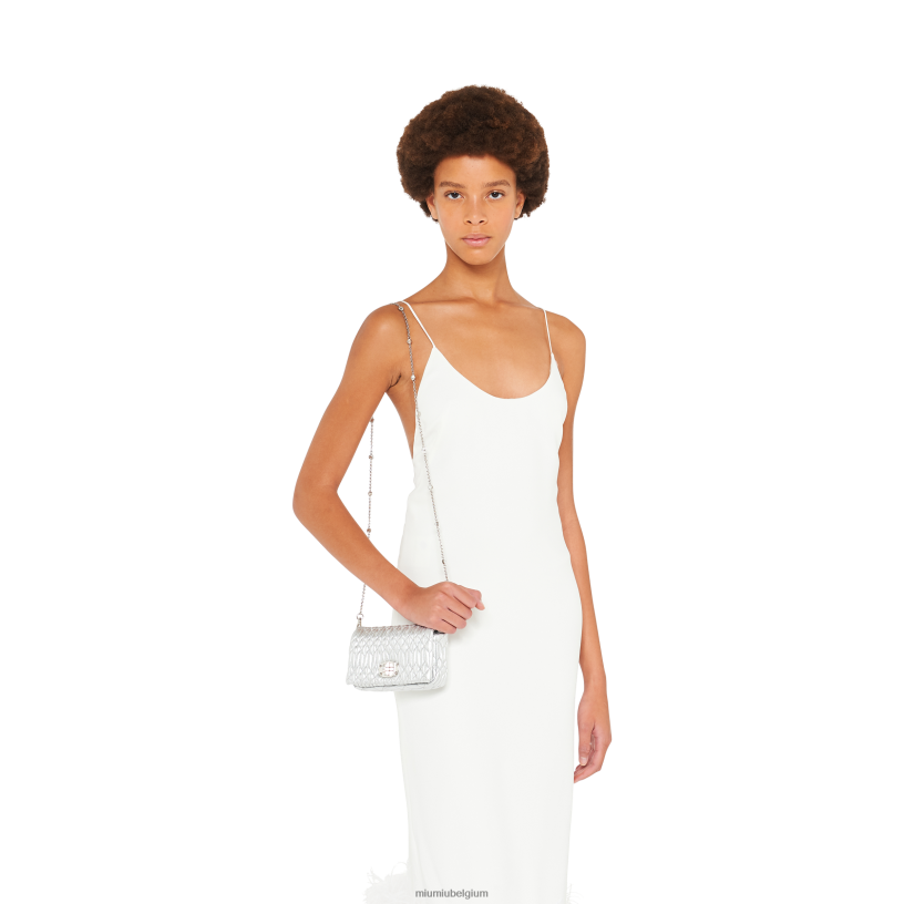 Miu Miu zilverkristallen nappaleer en kristallen minitas N8F6L167 verzameling