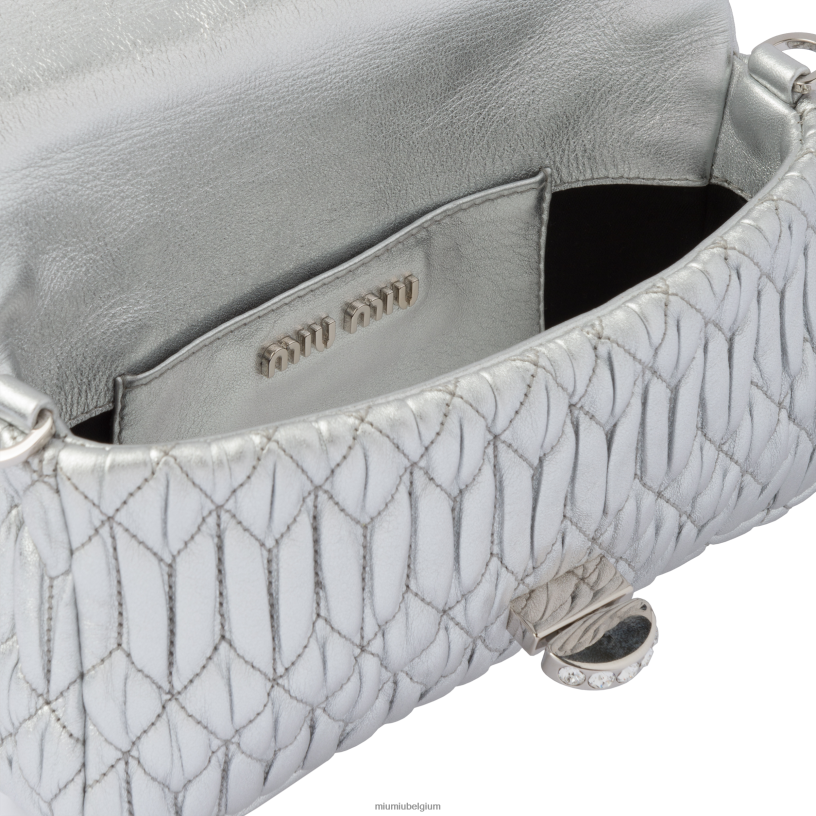 Miu Miu zilverkristallen nappaleer en kristallen minitas N8F6L167 verzameling