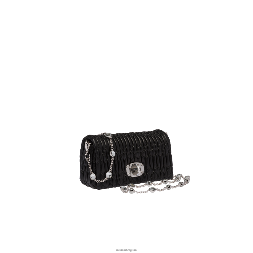 Miu Miu zwartkristallen nappaleer en kristallen minitas N8F6L168 verzameling