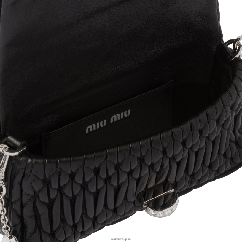 Miu Miu zwartkristallen nappaleer en kristallen minitas N8F6L168 verzameling