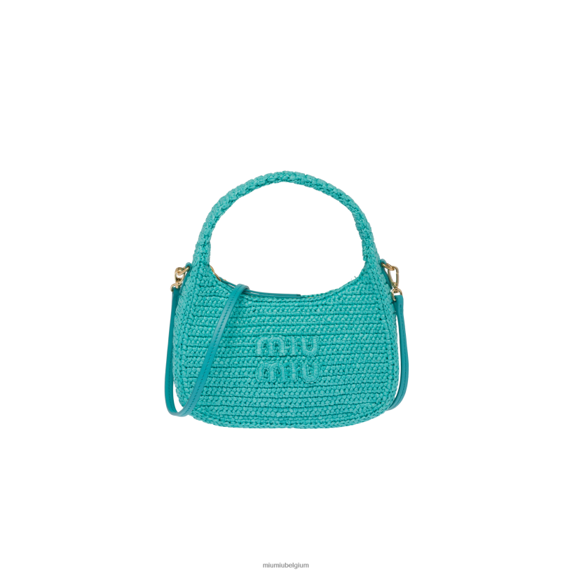 Miu Miu Jade groengehaakte hobo tas N8F6L19 verzameling