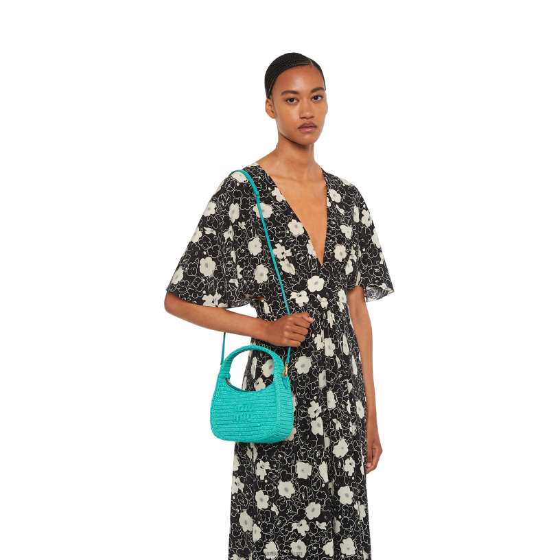 Miu Miu Jade groengehaakte hobo tas N8F6L19 verzameling