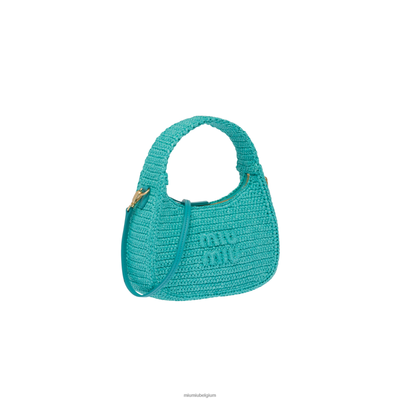 Miu Miu Jade groengehaakte hobo tas N8F6L19 verzameling