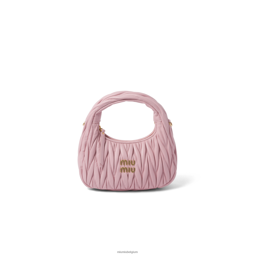 Miu Miu albast rozedwaal matelasse mini hobo tas van nappaleer N8F6L7 verzameling