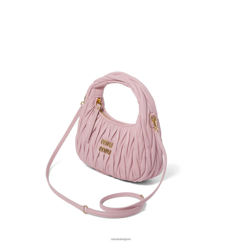 Miu Miu albast rozedwaal matelasse mini hobo tas van nappaleer N8F6L7 verzameling