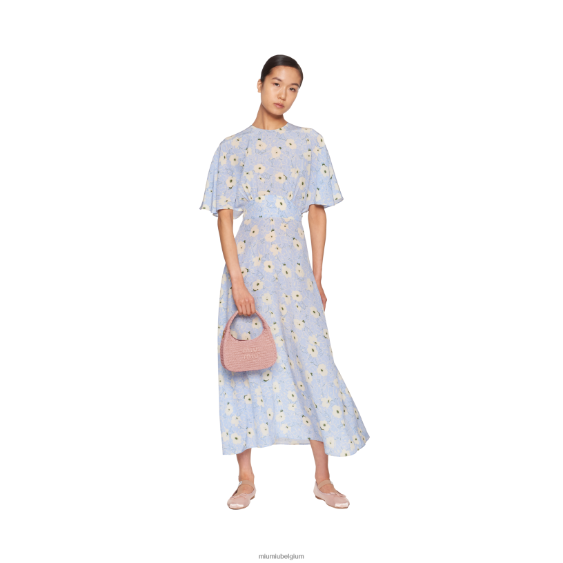 Miu Miu albast rozegehaakte hobo tas N8F6L17 verzameling