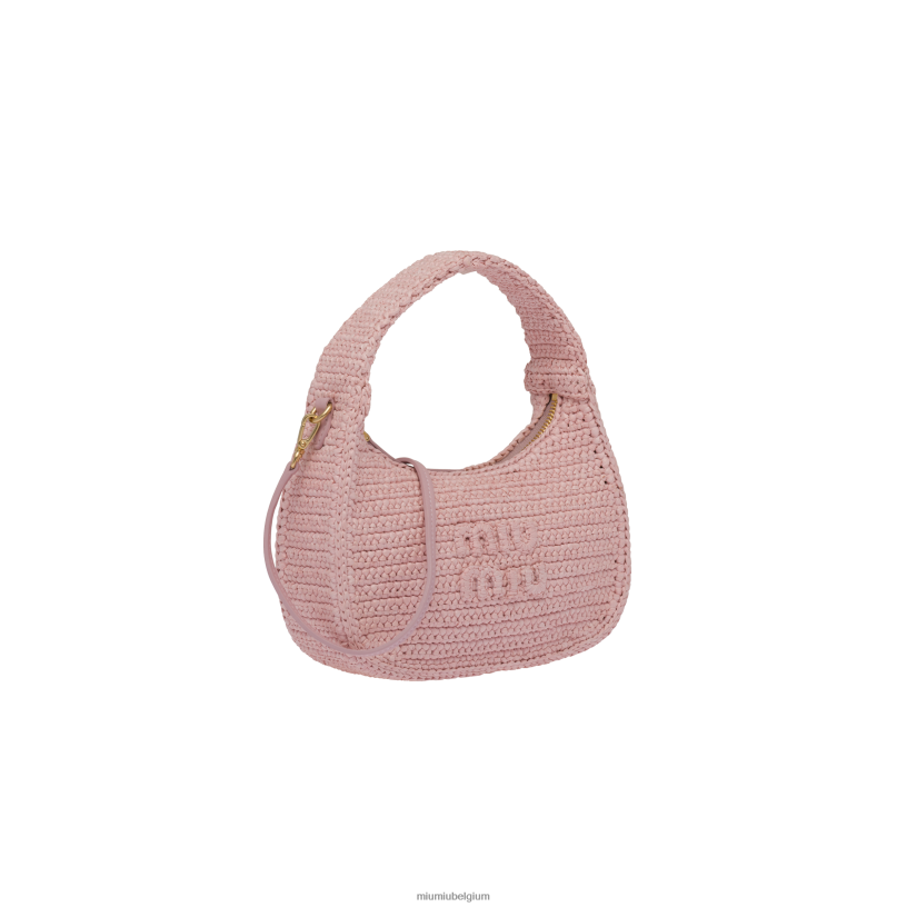 Miu Miu albast rozegehaakte hobo tas N8F6L17 verzameling