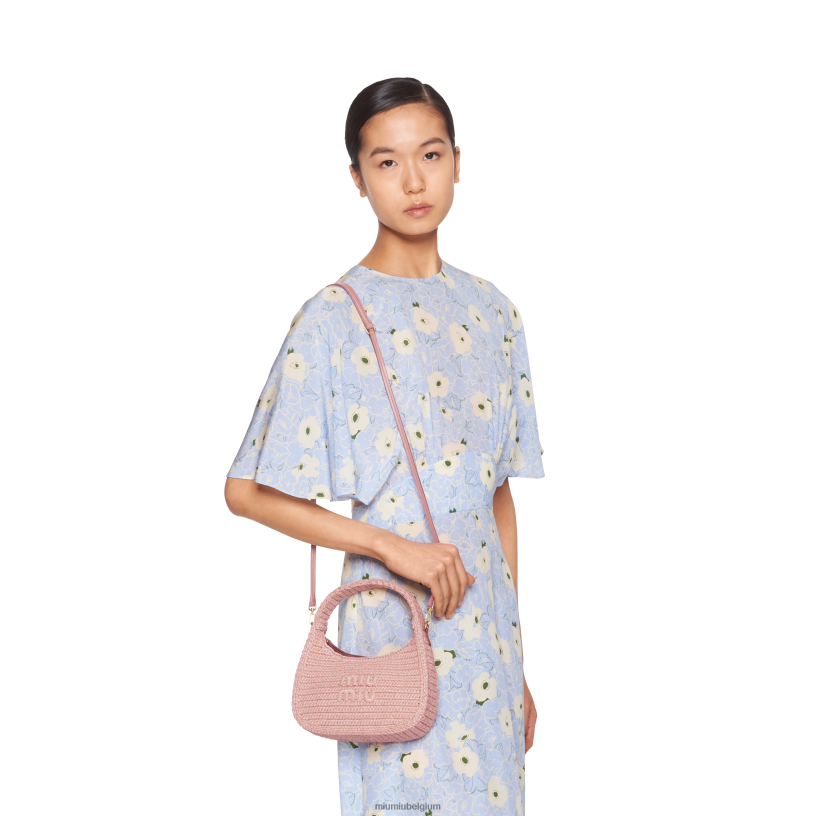 Miu Miu albast rozegehaakte hobo tas N8F6L17 verzameling