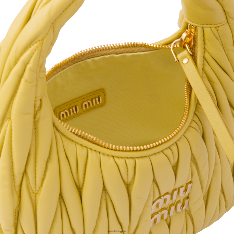 Miu Miu ananasdwaal matelasse mini hobo tas van nappaleer N8F6L8 verzameling