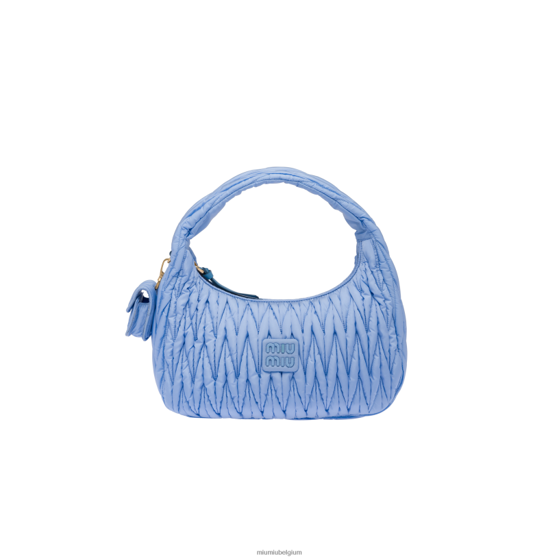 Miu Miu astraal blauwdwaal gematelasseerde hobo-tas van geregenereerd nylon N8F6L37 verzameling