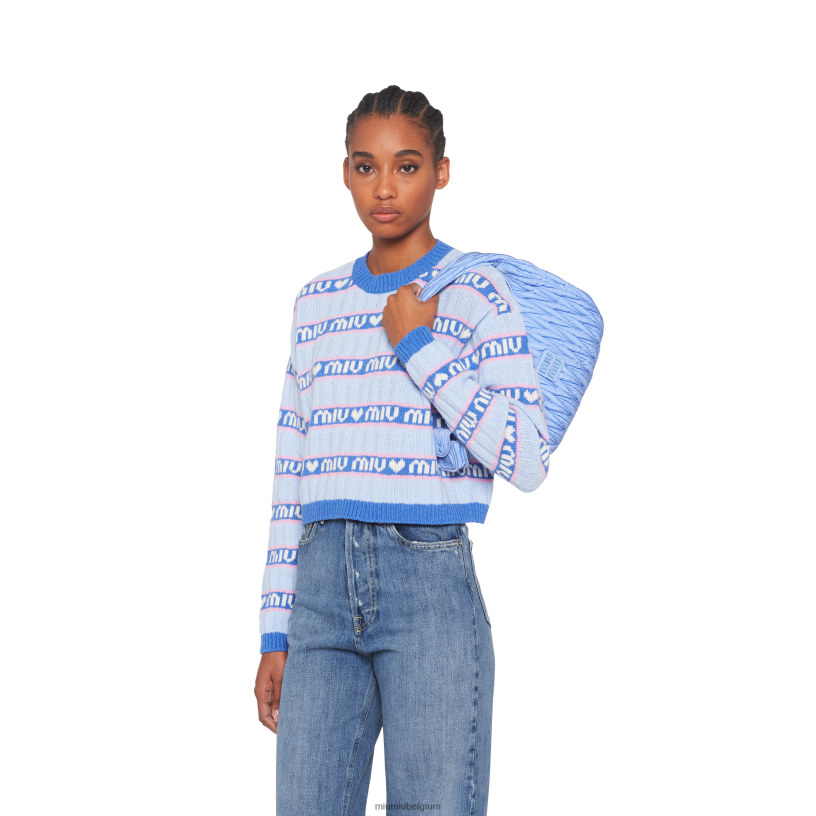 Miu Miu astraal blauwdwaal gematelasseerde hobo-tas van geregenereerd nylon N8F6L37 verzameling