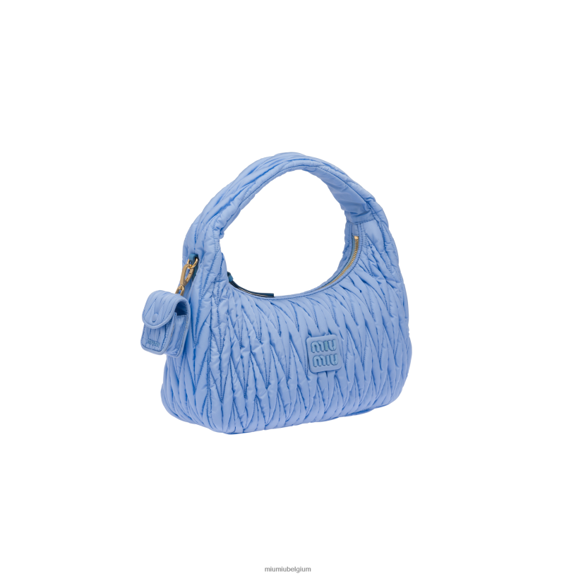 Miu Miu astraal blauwdwaal gematelasseerde hobo-tas van geregenereerd nylon N8F6L37 verzameling