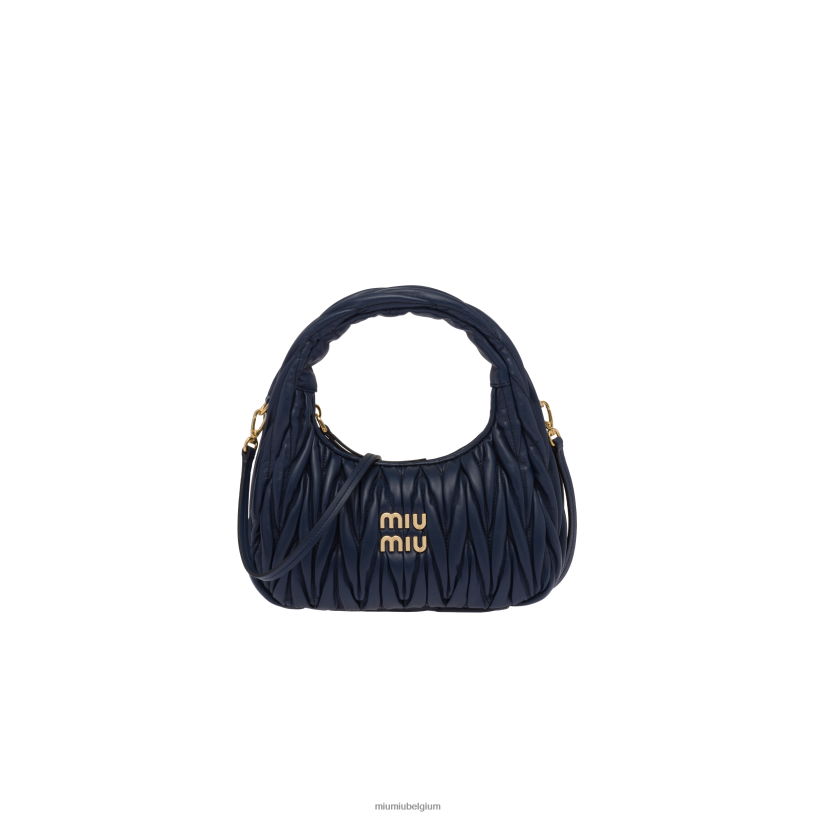 Miu Miu baltisch blauwdwaal matelasse mini hobo tas van nappaleer N8F6L5 verzameling