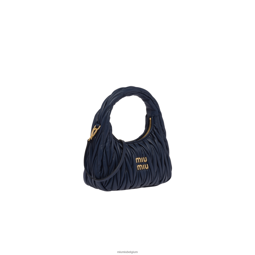 Miu Miu baltisch blauwdwaal matelasse mini hobo tas van nappaleer N8F6L5 verzameling