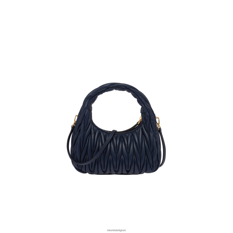 Miu Miu baltisch blauwdwaal matelasse mini hobo tas van nappaleer N8F6L5 verzameling
