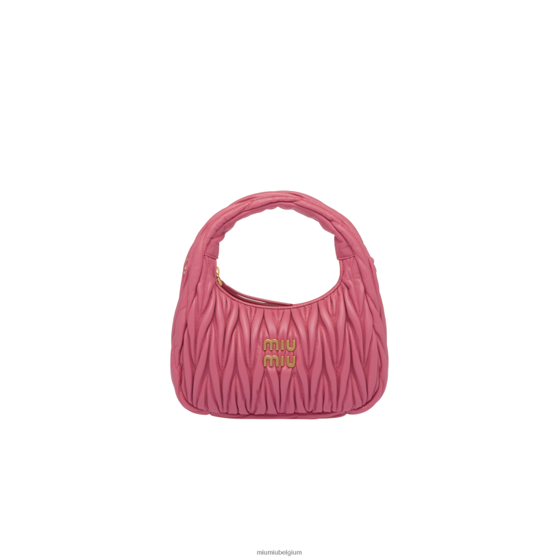 Miu Miu begonia rozedwaal matelasse mini hobo tas van nappaleer N8F6L1 verzameling
